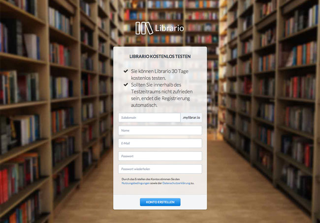 Screenshot des Registrierungsformulars